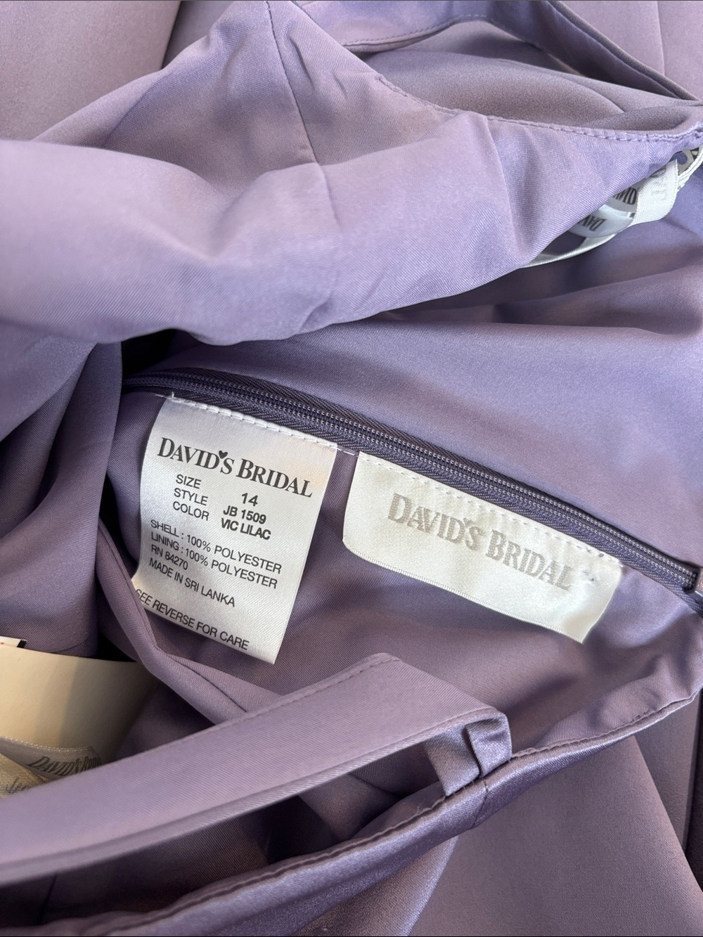 NWT! David's Bridal Lavender Satin Gown with Side Bow - Picture 7 of 10